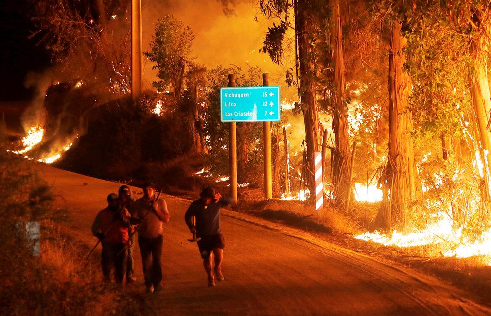 (تصاویر)آتش سوزی در شیلی آموزش نیروهای پلیس فلسطین در غزه بازگشت آرامش به بانجول و... در  عکس های خبری روز