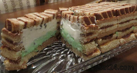 طرز تهیه کیک بستنی با تی تاپ
