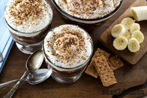 طرز تهیه دسر پودینگ با طعم موز و شکلات