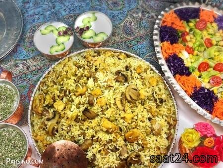 طرز تهیه پلو قارچ و شوید