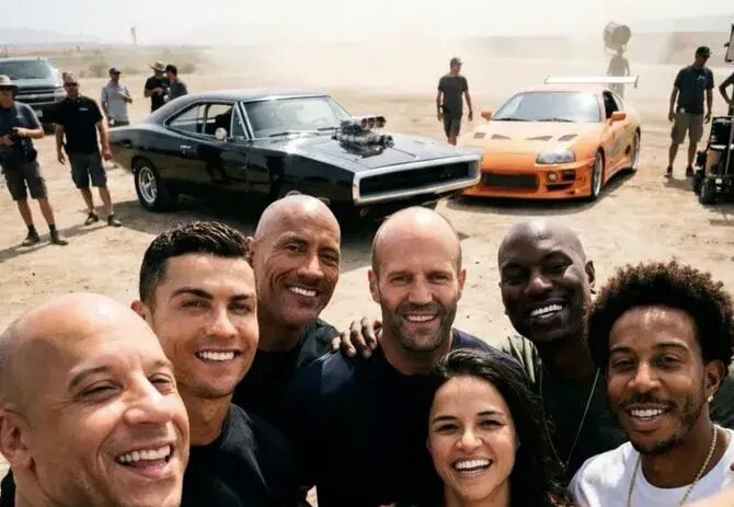 رونالدو کنار بازگران سریع و خشن