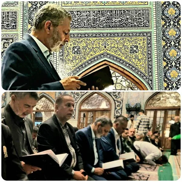 آخرین زیارت شهید موسوی در رواق دارالذکر؛ سرلشکر با لباس غیرنظامی در صف اول نماز جماعت + تصویر