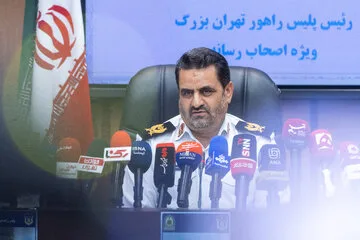 کنفرانس خبری سردار ابوالفضل موسوی‌پور، رئیس پلیس راهور تهران بزرگ