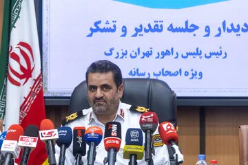 کنفرانس خبری سردار ابوالفضل موسوی‌پور، رئیس پلیس راهور تهران بزرگ