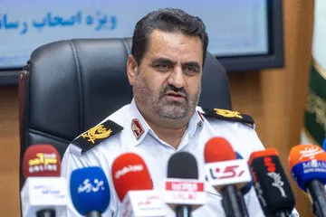کنفرانس خبری سردار ابوالفضل موسوی‌پور، رئیس پلیس راهور تهران بزرگ