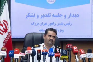 کنفرانس خبری سردار ابوالفضل موسوی‌پور، رئیس پلیس راهور تهران بزرگ