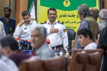 کنفرانس خبری سردار ابوالفضل موسوی‌پور، رئیس پلیس راهور تهران بزرگ