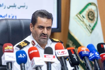 کنفرانس خبری سردار ابوالفضل موسوی‌پور، رئیس پلیس راهور تهران بزرگ