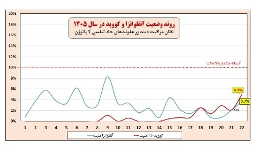 وضعیت آنفلوآنزا در هفته بیستودوم سال/ دو استان بالاتر از آستانه هشدار