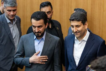 ستار هاشمی و مصطفی جبار سند وزیران ارتباطات و فناوری اطلاعات ایران و عراق در مراسم افتتاح بیست‌ونهمین نمایشگاه بین‌المللی الکامپ 