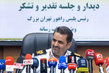 کنفرانس خبری سردار ابوالفضل موسوی‌پور، رئیس پلیس راهور تهران بزرگ