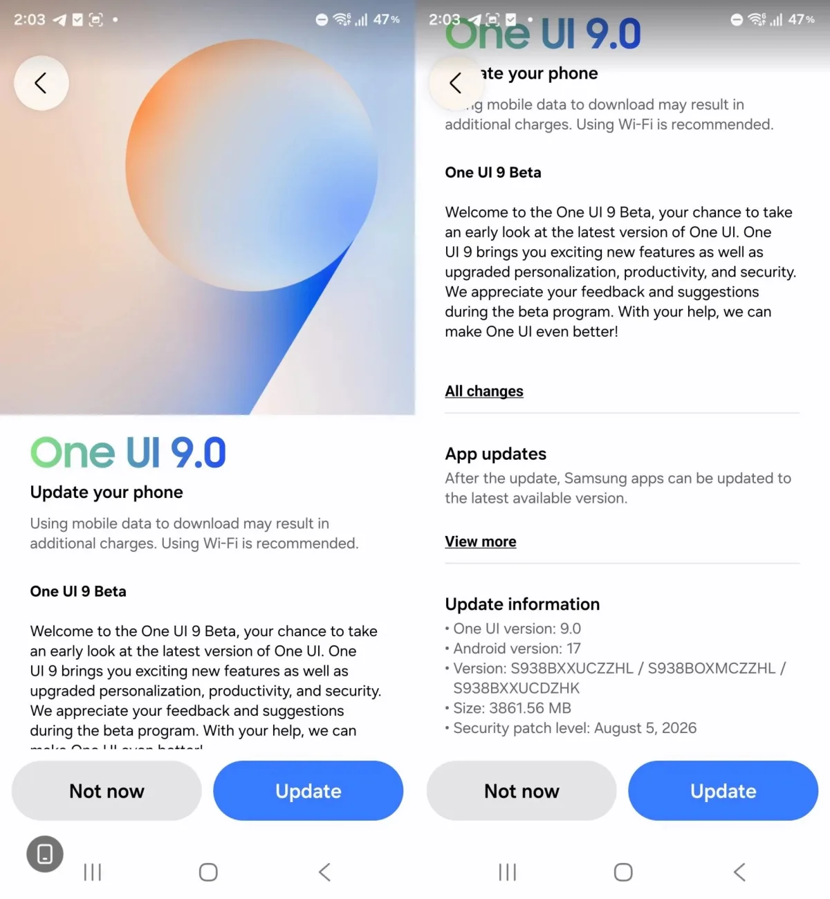 آپدیت One UI 9