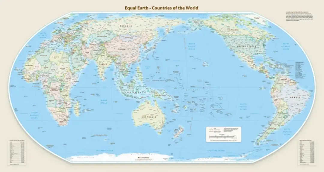 نقشه جهان با نمایش جدید قارهها در طرح Equal Earth