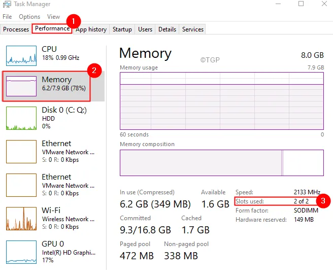 بررسی RAM در Task Manager
