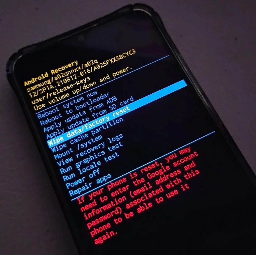 Wipe data/factory reset