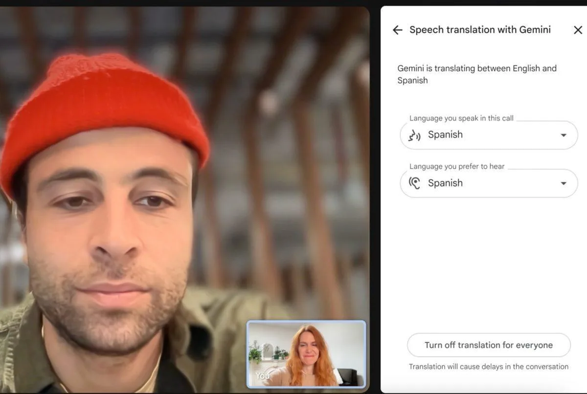 ترجمه صوتی Google Meet در رابط کاربری ترجمه صوتی Google Meet در رابط کاربری