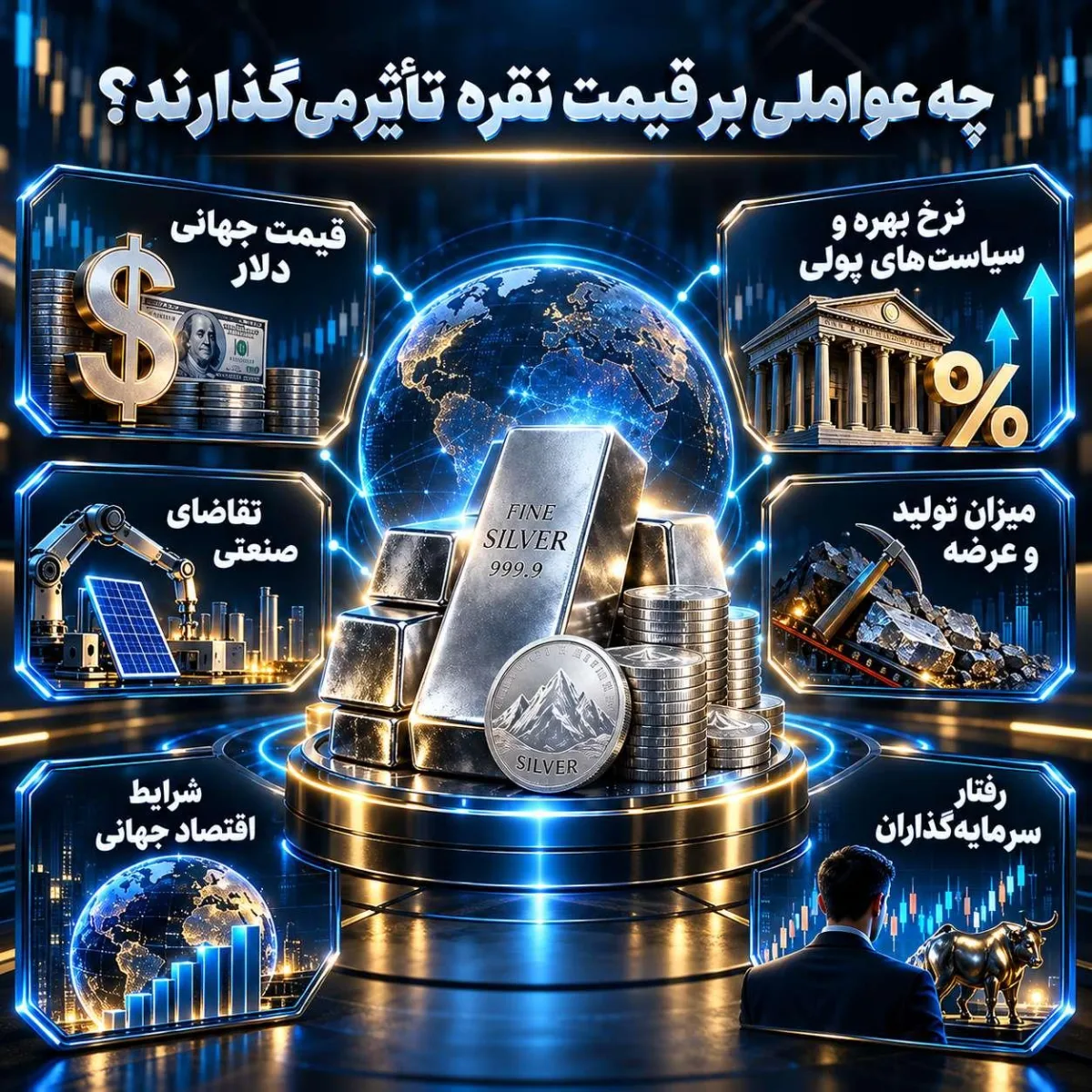 چه عواملی بر قیمت نقره تأثیر میگذارند؟ چه عواملی بر قیمت نقره تأثیر میگذارند؟