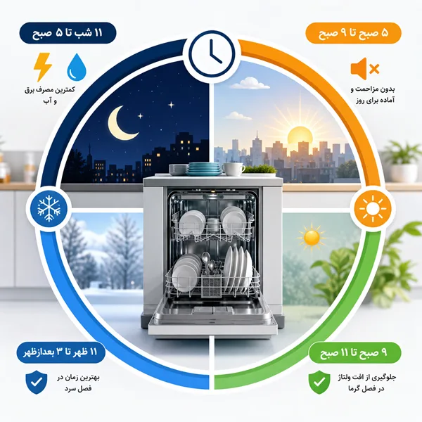 زمان مناسب استفاده از ماشین ظرفشویی زمان مناسب استفاده از ماشین ظرفشویی