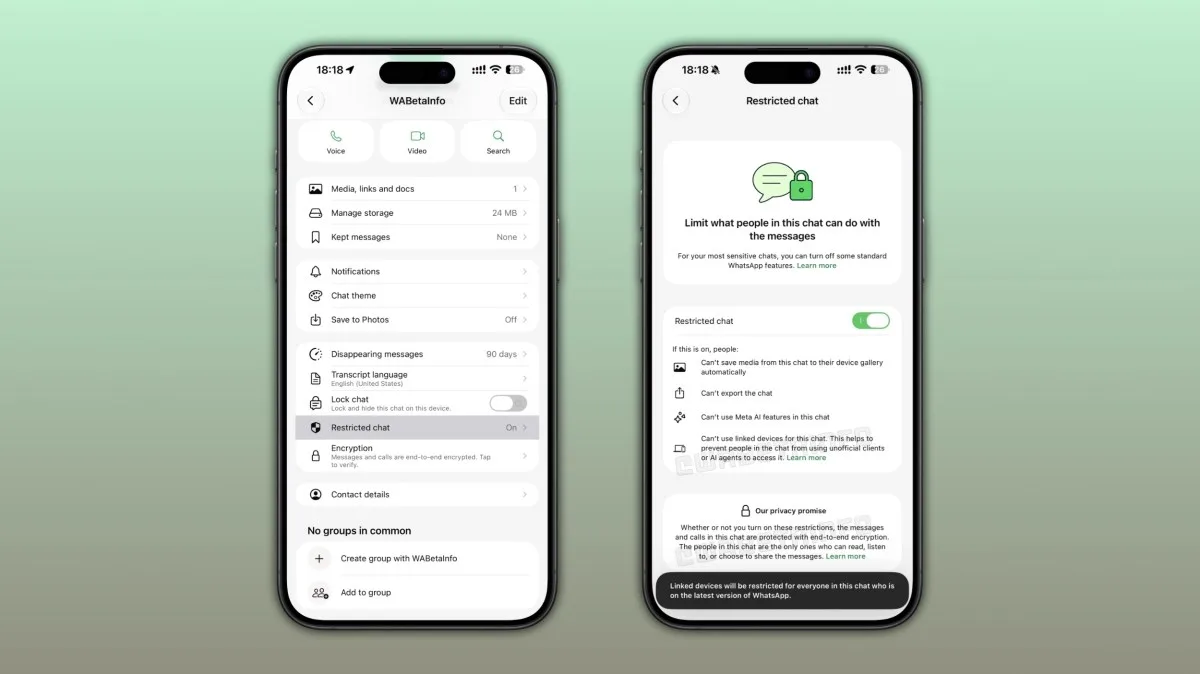 قابلیت چتهای محدود شده واتساپ