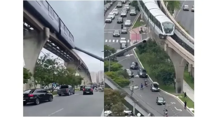 برخورد قطار با جرثقیل در برزیل ترافیک را بندآورد