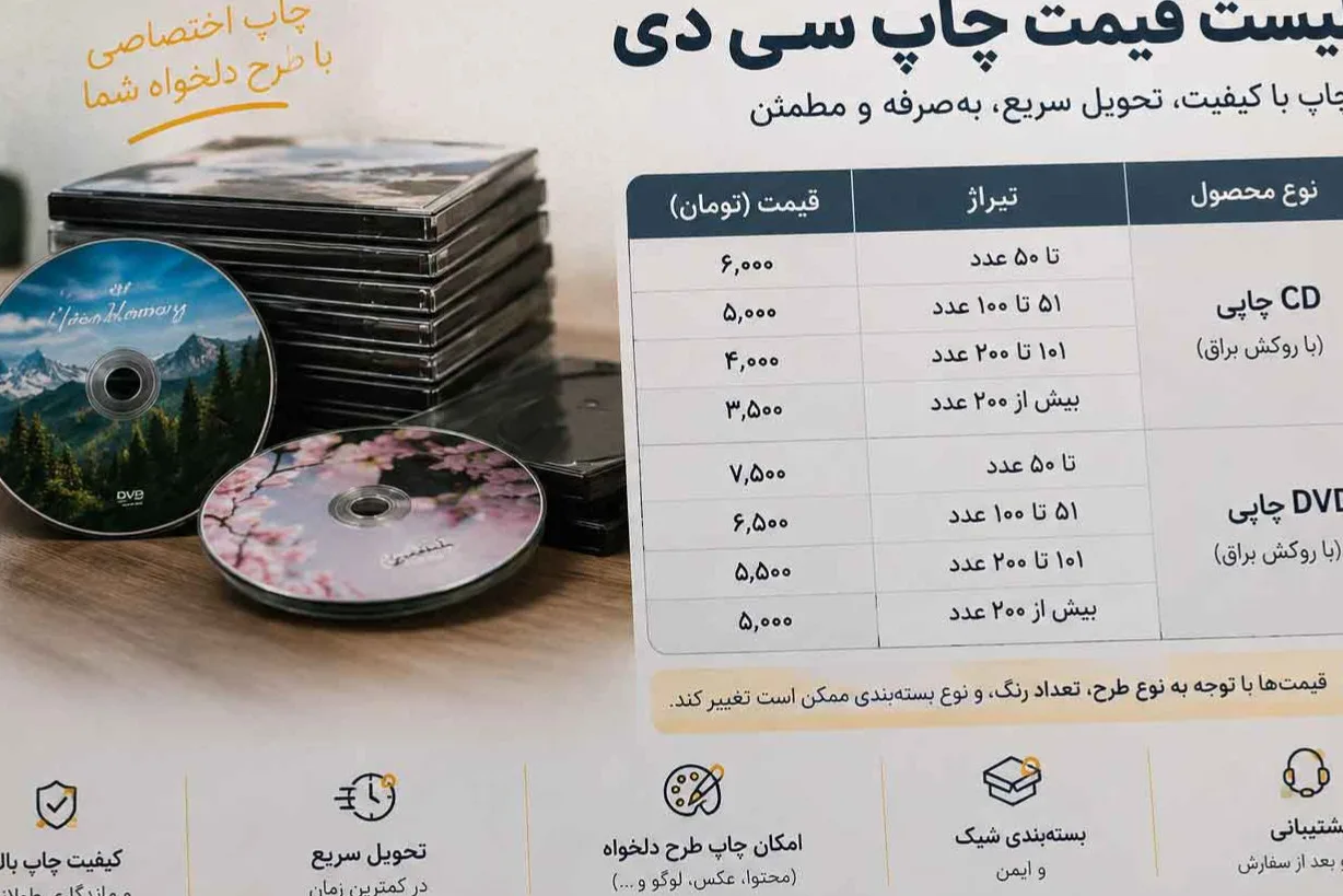 هزینه چاپ سی دی چقدر است؟