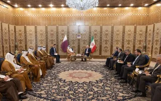 دیدار و تبادل نظر وزیر امور خارجه قطر با قالیباف