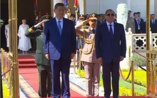 پذیرایی السیسی از همتای چینی‌اش در کاخ ریاست جمهوری مصر