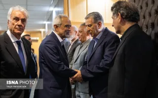 صمد حسن زاده،‌ رئیس اتاق بازرگانی ایران و محمد نهاوندیان در مراسم گرامیداشت زنده‌یاد مهندس محسن خلیلی عراقی